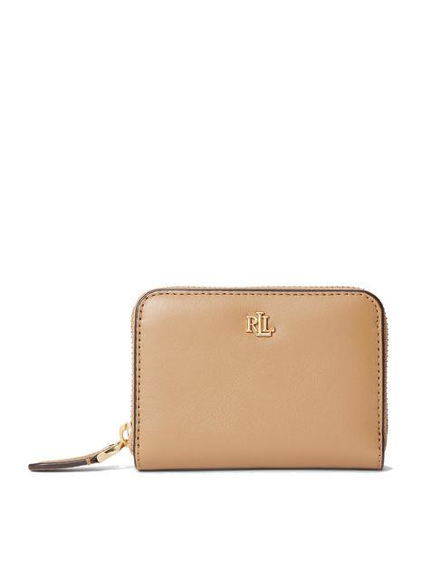 RALPH LAUREN Geldbörse zip piccolo in Haut Kleine Geldbörse aus Leder mit Reißverschluss braun - Brieftaschen Damen
