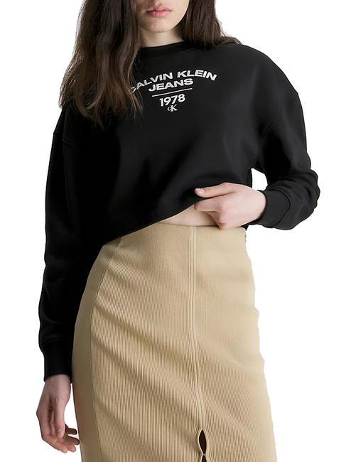 CALVIN KLEIN CK JEANS VARSITY LOGO Sweatshirt mit Rundhalsausschnitt Ck Schwarz - Sweatshirts Damen