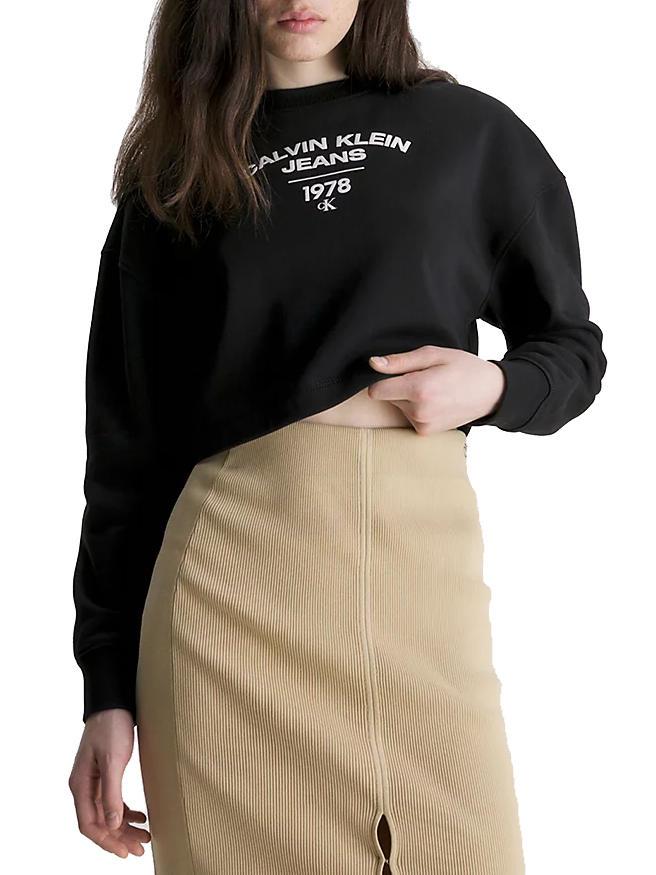 Mit Ck Logo Sweatshirt Zu Calvin Ck Rundhalsausschnitt Einkaufen Jeans Klein Outlet-Preisen! Varsity Schwarz-