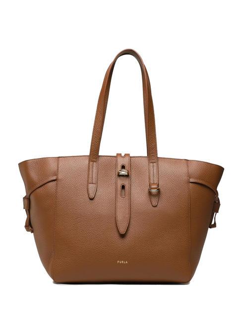 FURLA NET Mittelgroße Einkaufstasche aus Leder Cognac - Damentaschen