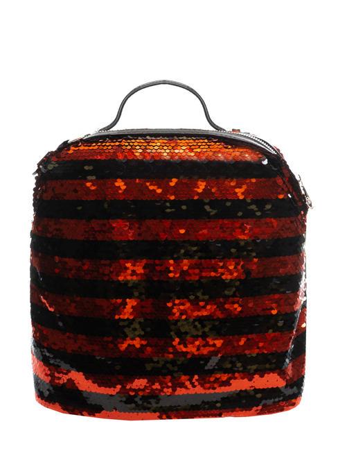 TRUSSARDI T-WOW Night Stripes Damenrucksack mit Pailletten SCHWARZ ROT - Damentaschen