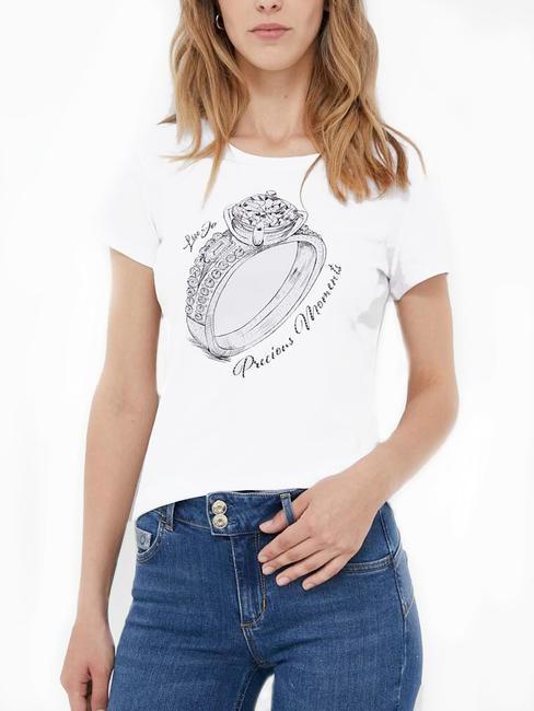 LIUJO RING Glitzer-T-Shirt weißer Ring Liujo - T-Shirts und Tops für Damen