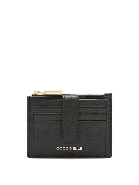 COCCINELLE METALLIC SOFT Flache Geldbörse aus strukturiertem Leder Schwarz - Brieftaschen Damen