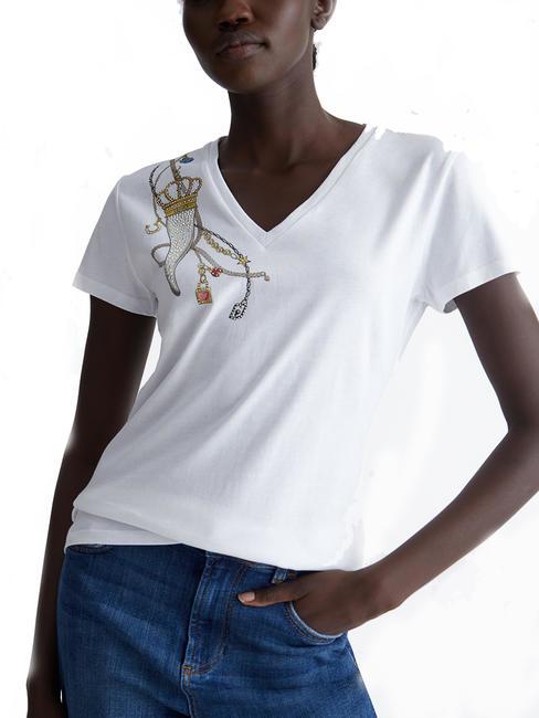 LIUJO LUCKY CORNET Glitzer-T-Shirt weißes Glückskornett - T-Shirts und Tops für Damen