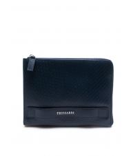 TRUSSARDI Busta porta tutto in Haut Tragetasche aus bedrucktem Leder Blau - Etuitaschen &amp; Necessaire - 1