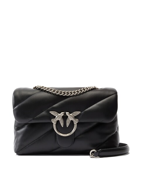PINKO CLASSIC LOVE PUFF Tasche aus Nappaleder schwarz-altsilber - Damentaschen