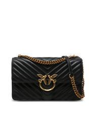 PINKO CLASSIC LOVE ONE Tasche aus Nappaleder schwarz-antikgold - Damentaschen - 1