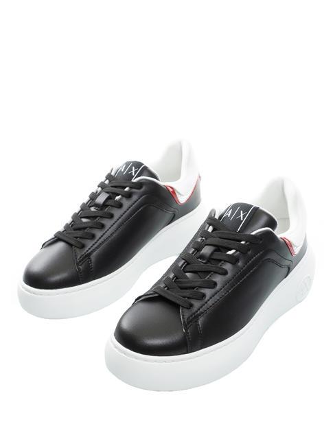 ARMANI EXCHANGE A|X Ledersneaker schwarz+rot+op.weiß - Damenschuhe