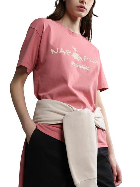 NAPAPIJRI S-MORENO Baumwoll t-shirt rosa unltd ss23 - T-Shirts und Tops für Damen