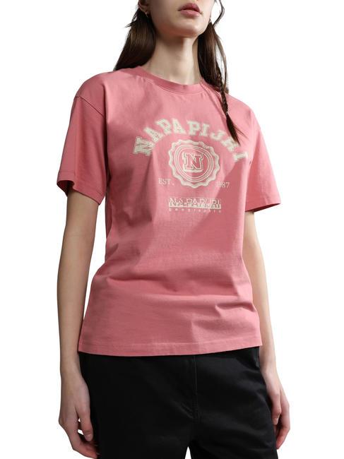 NAPAPIJRI S-MORENO Baumwoll t-shirt rosa lulu - T-Shirts und Tops für Damen