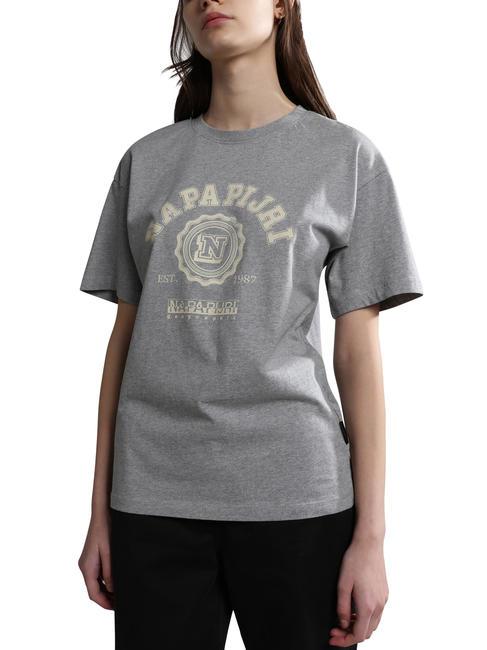 NAPAPIJRI S-MORENO Baumwoll t-shirt mittelgrau meliert - T-Shirts und Tops für Damen