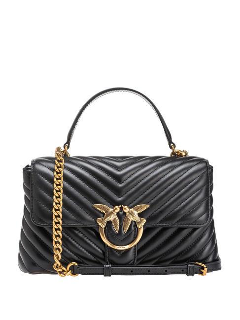 PINKO CLASSIC LADY LOVE BAG Chevron-Tasche schwarz-antikgold - Damentaschen