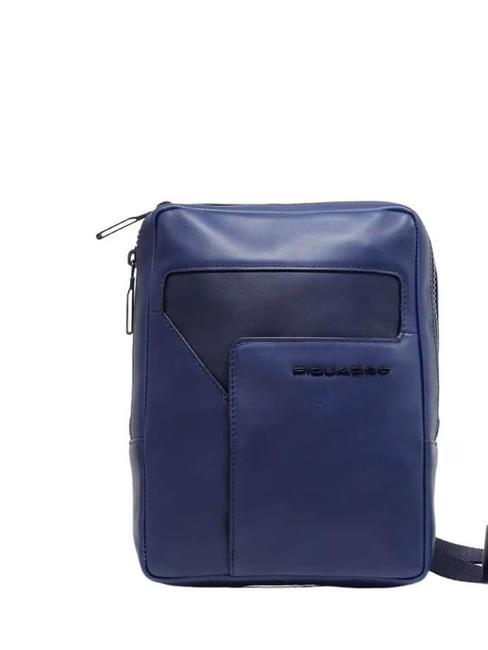 PIQUADRO W119 iPad-Tasche aus Leder Blau - Umhängetaschen Herren