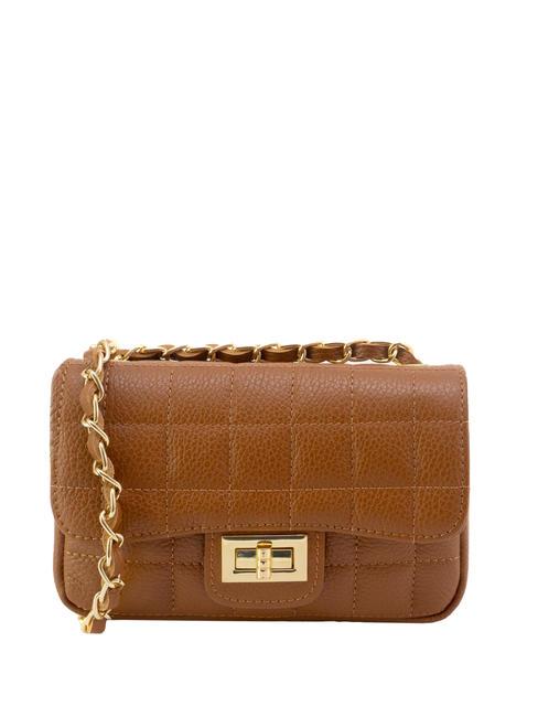 LESAC GIULIA Dollar-Umhängetasche aus Leder mit Kette dunkles Leder - Damentaschen