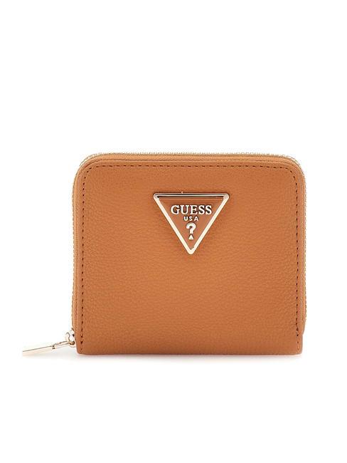 GUESS MERIDIAN Kleine Geldbörse mit umlaufendem Reißverschluss COGNAC - Brieftaschen Damen