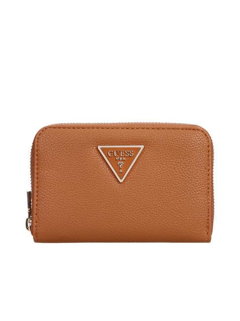 GUESS MERIDIAN Mittelgroße Geldbörse mit Rundum-Reißverschluss COGNAC - Brieftaschen Damen