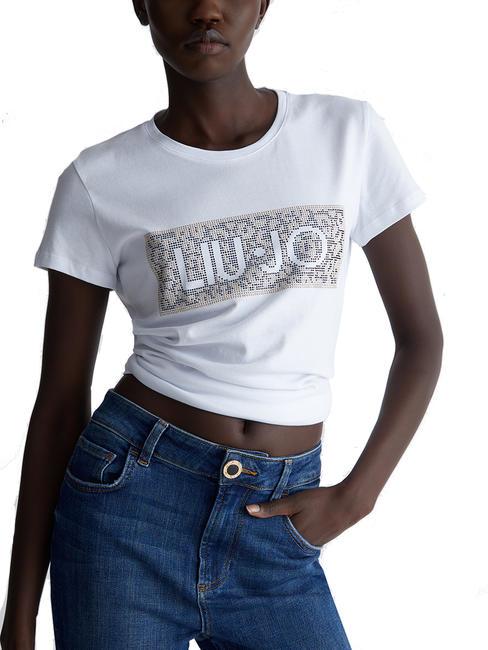 LIUJO MODA T-Shirt mit Pailletten-Logo weiße Makula liujo - T-Shirts und Tops für Damen