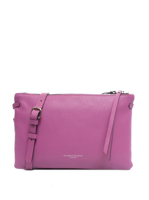 GIANNI CHIARINI DOUBLE ZIP Umhängetasche aus strukturiertem Leder rosafarbener Waschtisch - Damentaschen