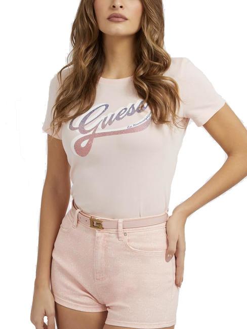 GUESS SHADED Baumwoll-T-Shirt mit Rundhalsausschnitt ruhiges rosa - T-Shirts und Tops für Damen