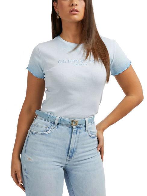 GUESS EDURNE Rundhals-T-Shirt aus Baumwolle kalte Geister blau - T-Shirts und Tops für Damen