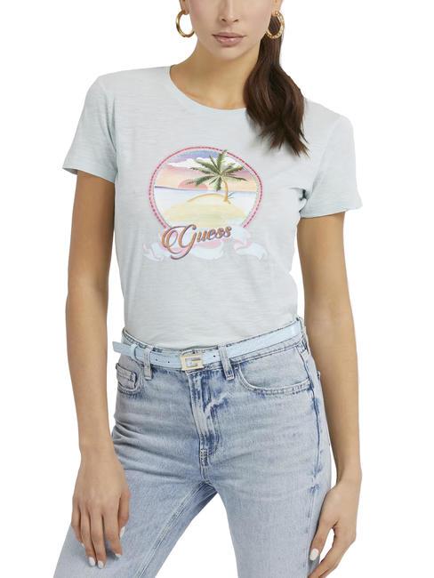 GUESS PALM Baumwoll-T-Shirt mit Rundhalsausschnitt saure Minzpaste - T-Shirts und Tops für Damen