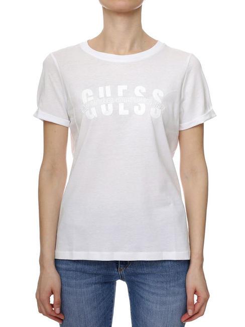 GUESS AGATA Baumwoll t-shirt purweiß - T-Shirts und Tops für Damen