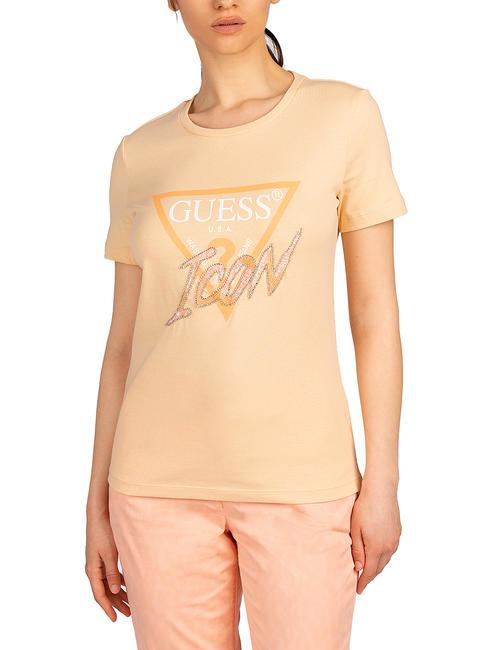 GUESS ICON Baumwoll t-shirt sandiger Pfirsich - T-Shirts und Tops für Damen