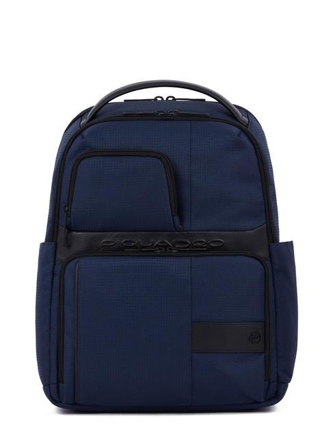 PIQUADRO WOLLEM Rucksack aus Leder und Stoff, 14-Zoll-Laptophalter Blau - PC-Rucksäcke