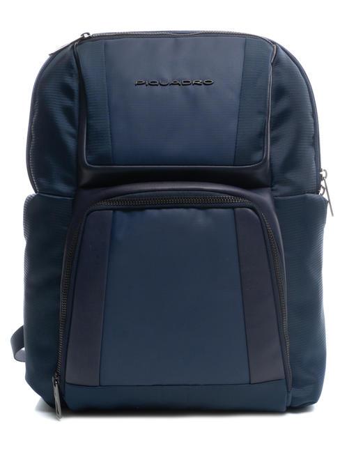 PIQUADRO WALLABY Rucksack aus Leder und Stoff, 14-Zoll-PC-Halter Blau - PC-Rucksäcke
