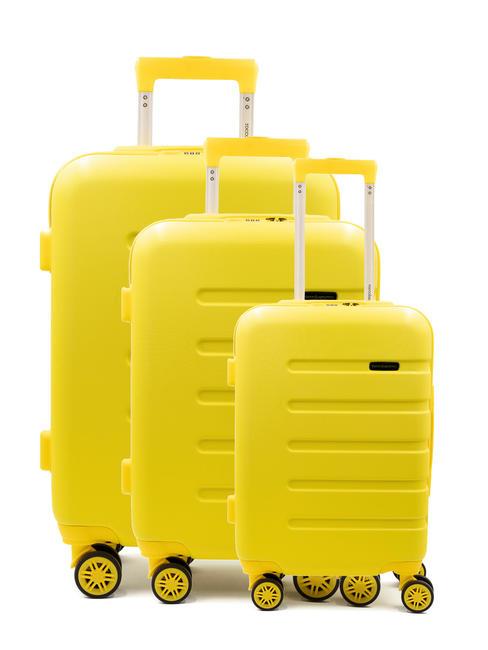 ROCCOBAROCCO DISCOVER Set mit 3 Kabinentrolleys, mittelgroß, groß gelb - Trolleyset