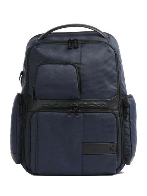 PIQUADRO WOLLEM 15,6-Zoll-Laptop-Rucksack aus Stoff und Leder Blau - PC-Rucksäcke