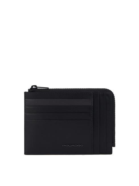 PIQUADRO W122 Geldbörse und Karte aus Leder Schwarz - Brieftaschen Herren