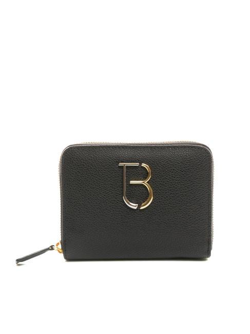 TOSCA BLU BASIC Mittelgroße Lederbrieftasche mit umlaufendem Reißverschluss Schwarz - Brieftaschen Damen