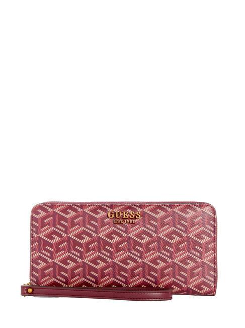 GUESS LAUREL Kleines Portemonnaie mit Reißverschluss Merlot-Logo - Brieftaschen Damen