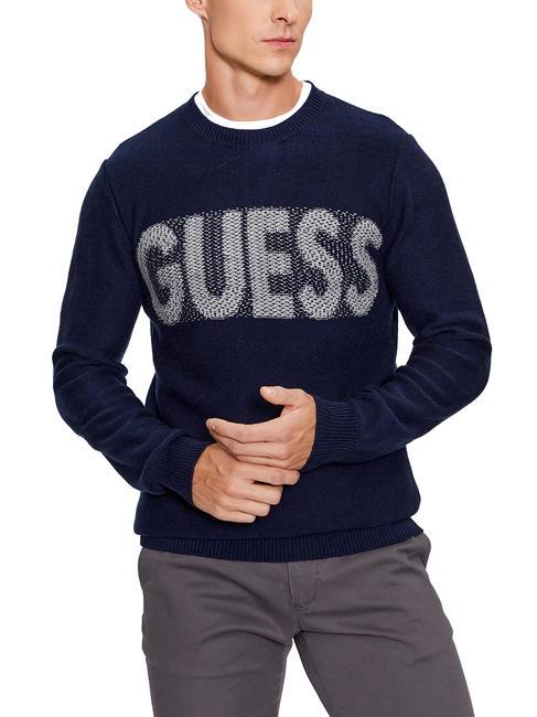 GUESS AMYAS SLOGAN Pullover mit großem gesticktem Logo smartblue - Herrenpullover