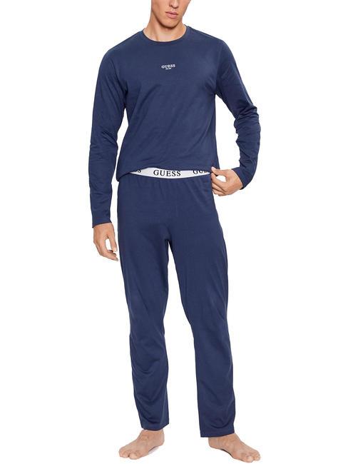 GUESS DERRICK Pyjama aus Baumwolle Seide blau - Herrenpyjamas