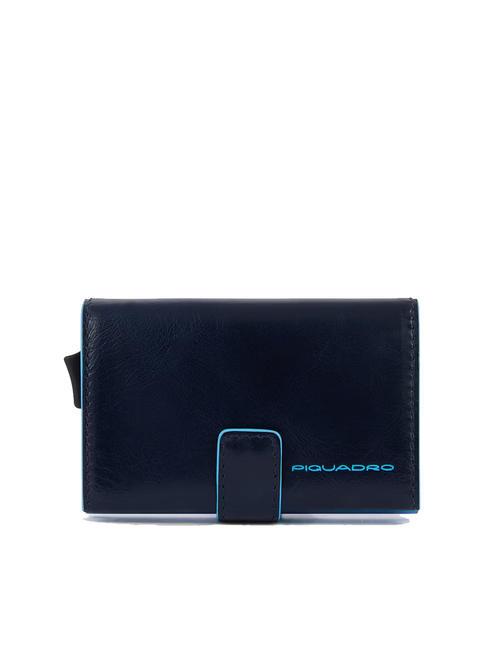 PIQUADRO BLUE SQUARE Kreditkartenetui aus Leder und Metall Blau - Brieftaschen Herren