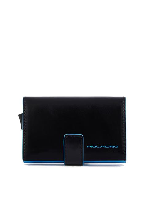 PIQUADRO BLUE SQUARE Kreditkartenetui aus Leder und Metall Schwarz - Brieftaschen Herren