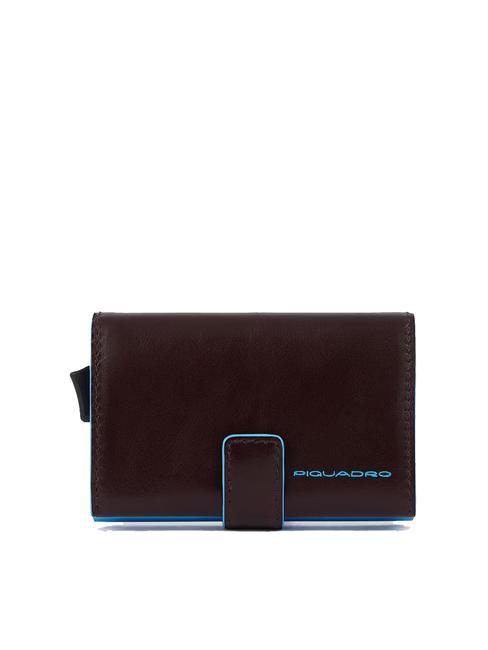 PIQUADRO BLUE SQUARE Kreditkartenetui aus Leder und Metall MAHAGONI - Brieftaschen Herren