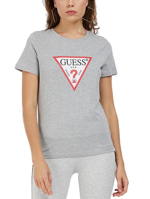 GUESS ORIGINAL LOGO Logo-T-Shirt hellmeliert grau m - T-Shirts und Tops für Damen
