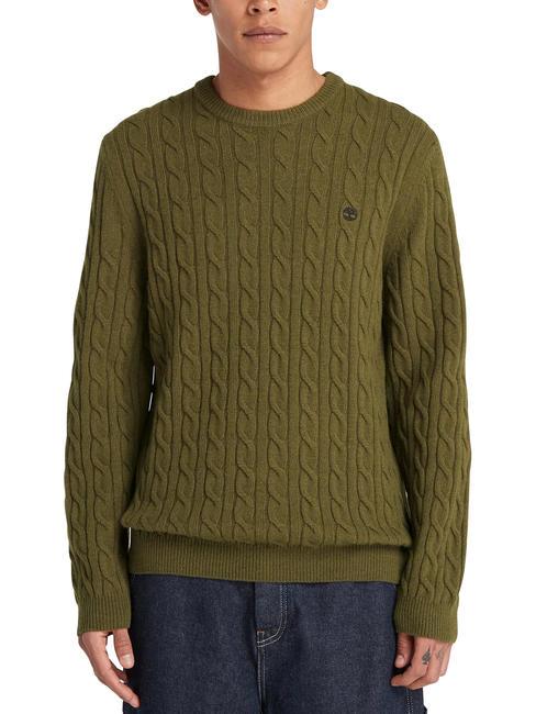 TIMBERLAND P-B LAMBWOOL Pullover mit Rundhalsausschnitt aus Wollmischung dunkeloliv - Herrenpullover