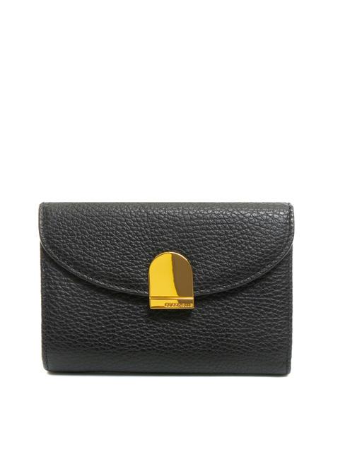 COCCINELLE BLOSSOM Mittelgroße Geldbörse aus genarbtem Leder Schwarz - Brieftaschen Damen