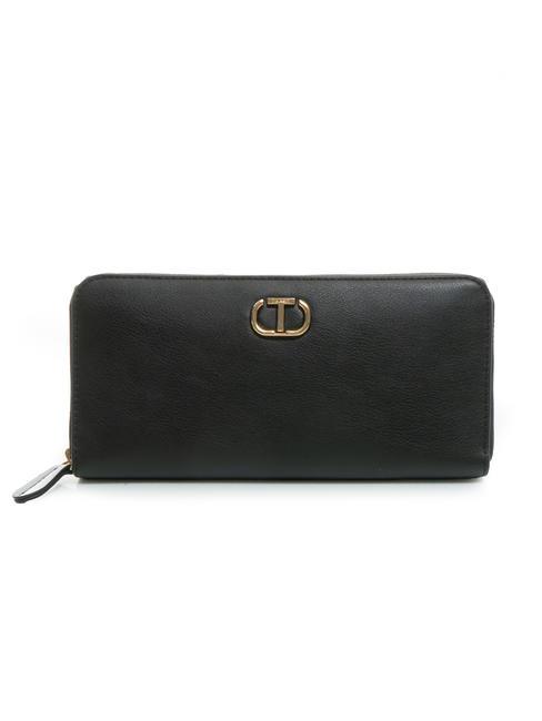TWINSET T OVAL Geldbörse mit umlaufendem Reißverschluss Schwarz - Brieftaschen Damen