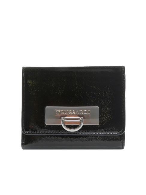 TRUSSARDI IVY CONTINENTAL Kleine glänzende Geldbörse SCHWARZ - Brieftaschen Damen