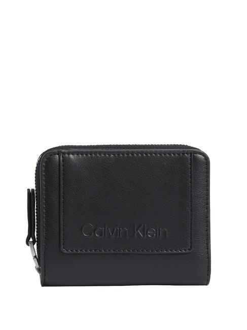 CALVIN KLEIN CK SET Kompakte Geldbörse mit umlaufendem Reißverschluss ckschwarz - Brieftaschen Damen