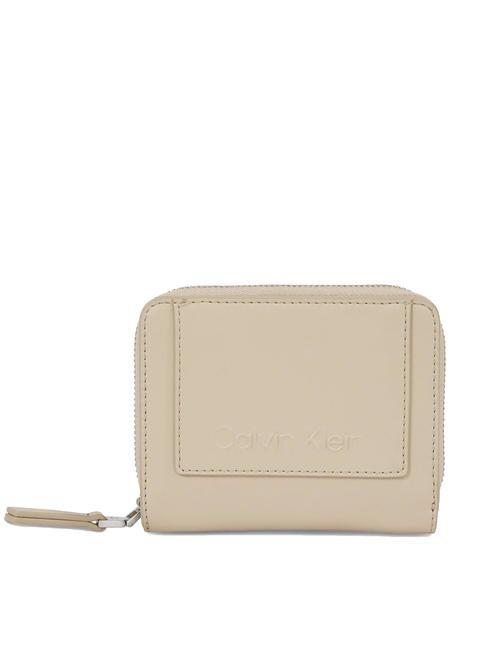 CALVIN KLEIN CK SET Kompakte Geldbörse mit umlaufendem Reißverschluss Rehleder - Brieftaschen Damen