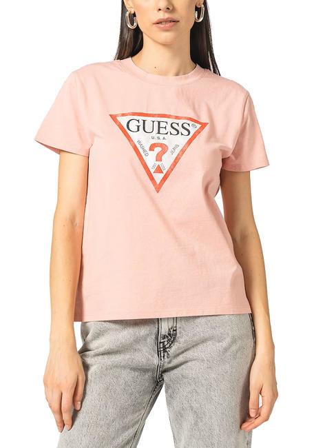 GUESS CLASSIC FIT LOGO T-Shirt mit Logo glattes Rosa - T-Shirts und Tops für Damen