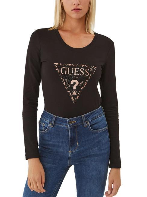 GUESS LEO TRIANGLE T-Shirt mit Nieten jetbla - T-Shirts und Tops für Damen