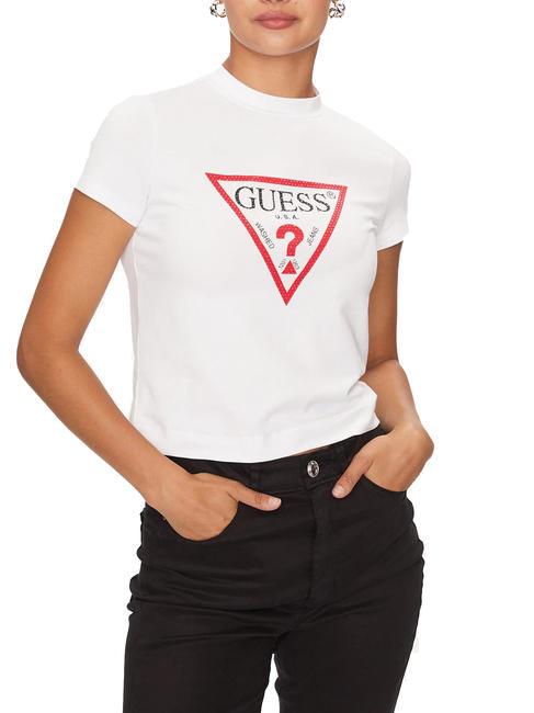 GUESS TRIANGLE STRASS T-Shirt mit Nieten purweiß - T-Shirts und Tops für Damen