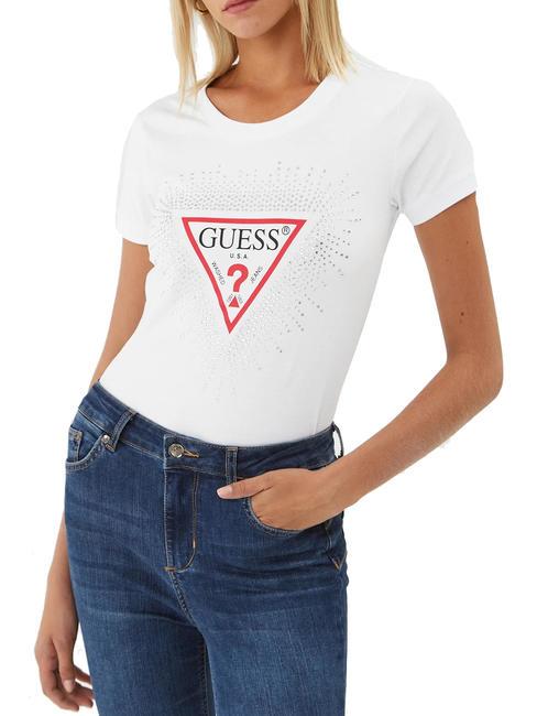 GUESS STAR TRIANGLE T-Shirt mit Nieten purweiß - T-Shirts und Tops für Damen